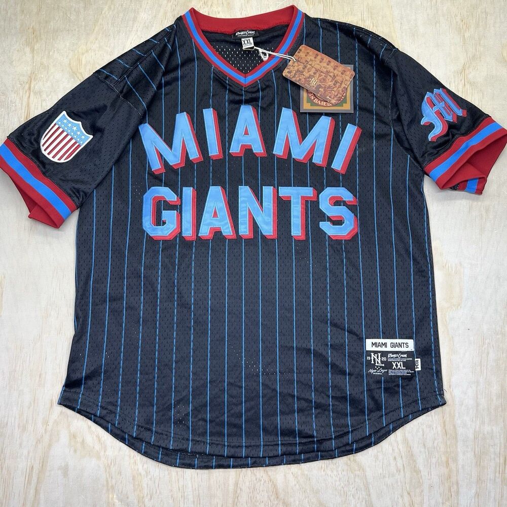 NEW DAMAGED XXL Miami Giants Rings & Crwns Negro Leagues V-Neck Baseball Jersey